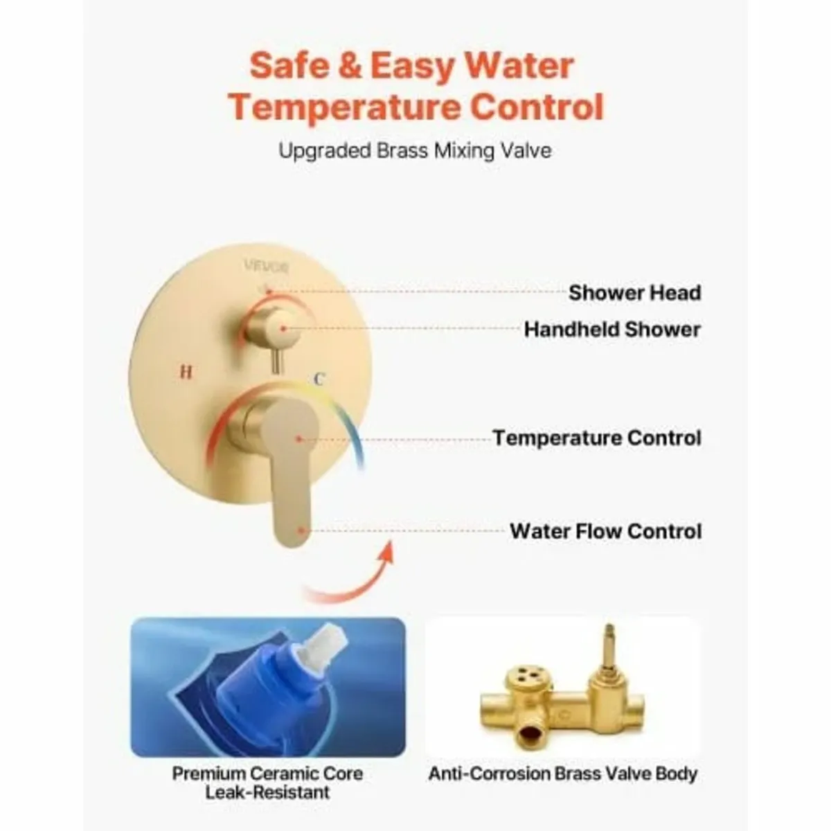 Golden Shower Faucet Set, Rainfall Bathroom Shower - Image 4