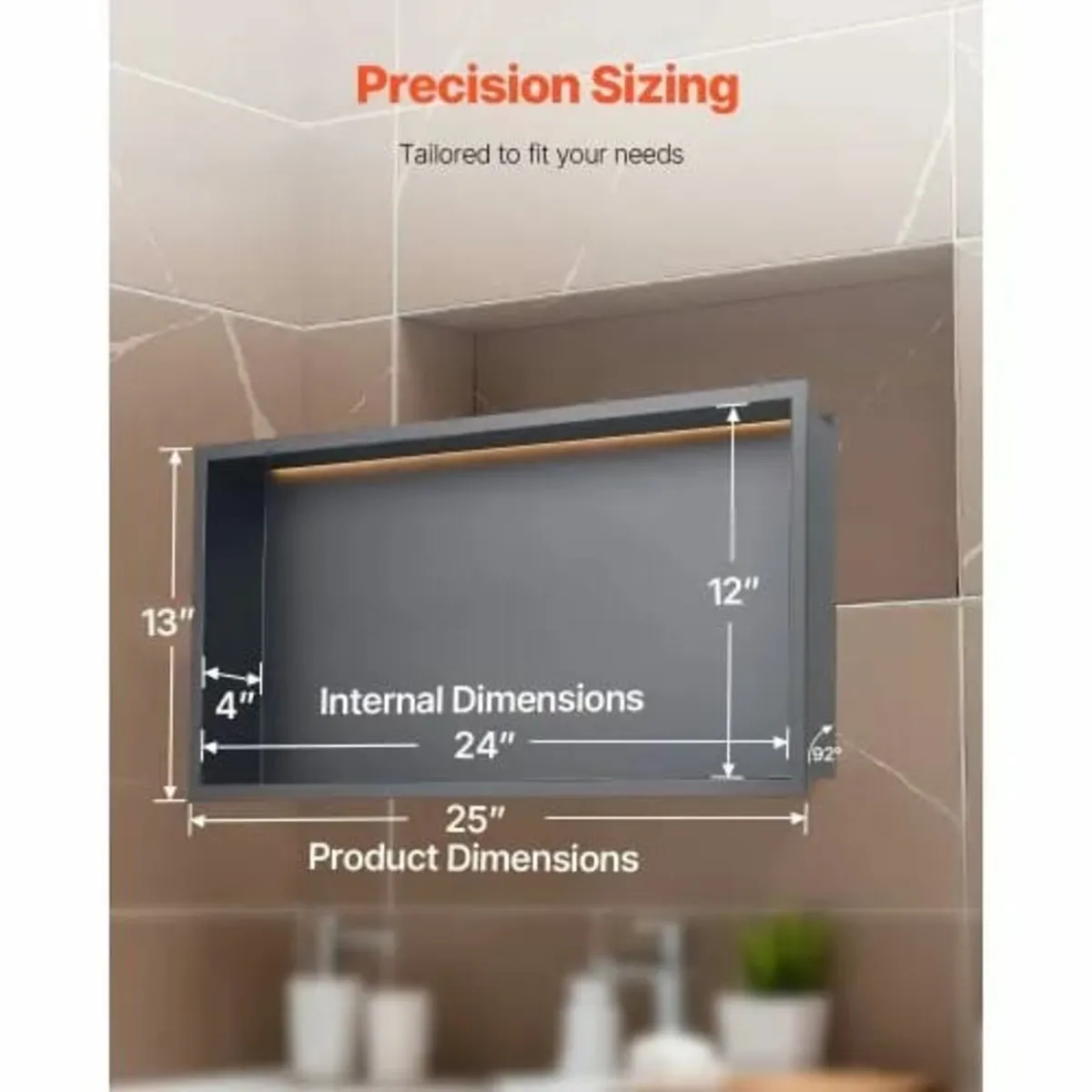 Shower Niche, 33.0 x 63.5 x 10.2 cm Recessed Wall - Image 3