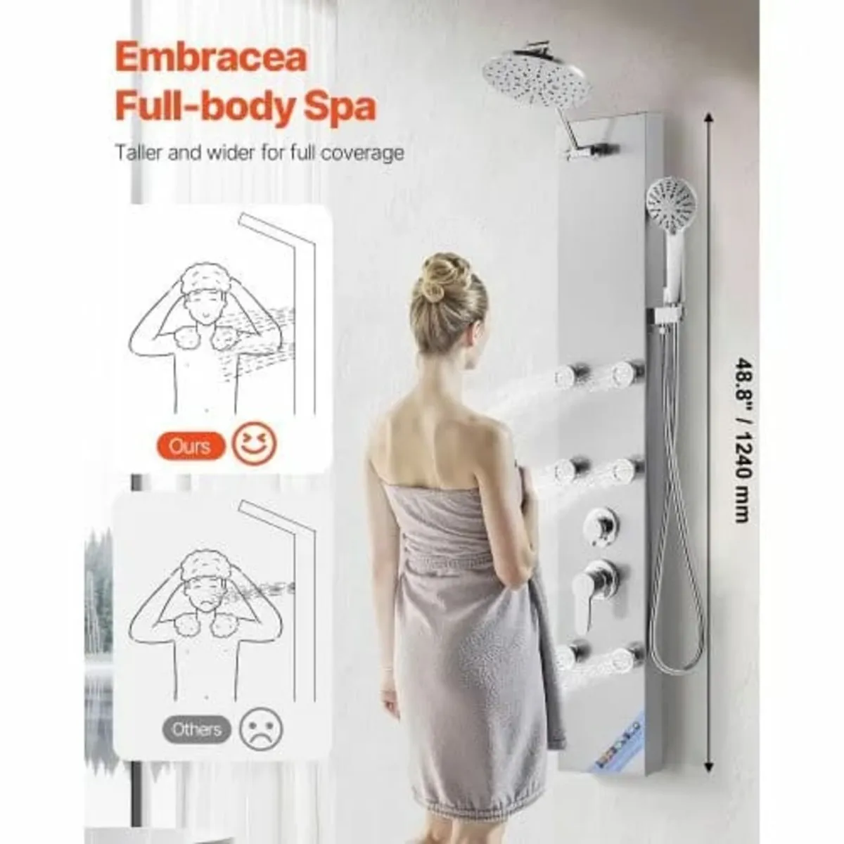Shower Panel Tower System with Rainfall Shower Hea - Image 2