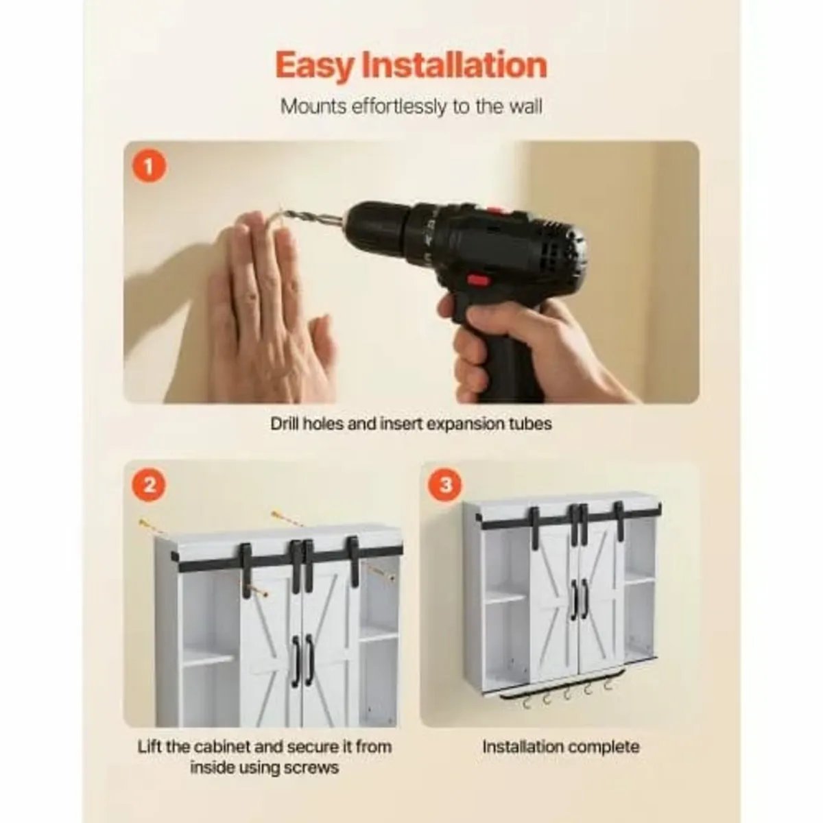 Bathroom Wall Cabinet, 2 Doors and Adjustable Shel - Image 4