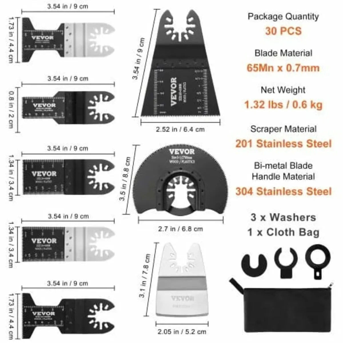 30PCS Multi Tool Blades Kits 8 Types Fit Dewalt Bo - Image 4