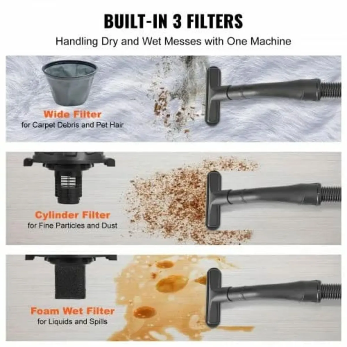 Wet/Dry Shop Vacuum, 10L 2 Peak HP, Efficient Suct - Image 4