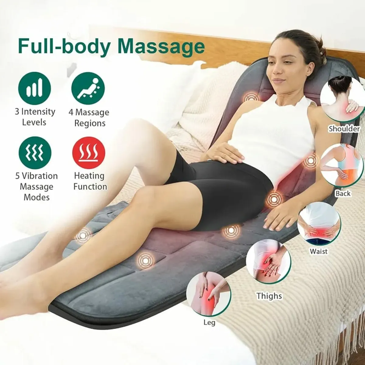 Full Body Massage Mat with Heat, Massage Pad with - Image 2