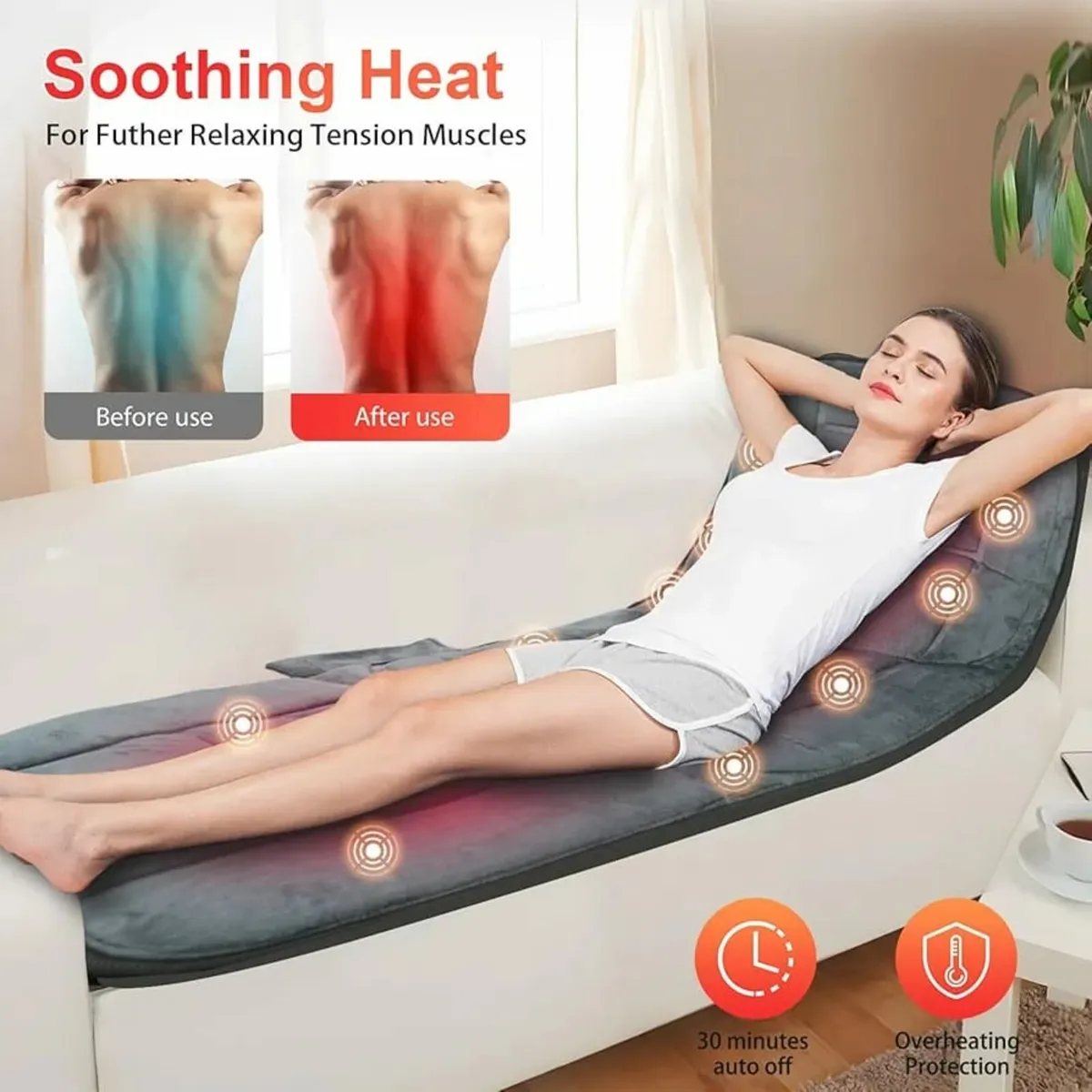 Full Body Massage Mat with Heat, Massage Pad with - Image 4