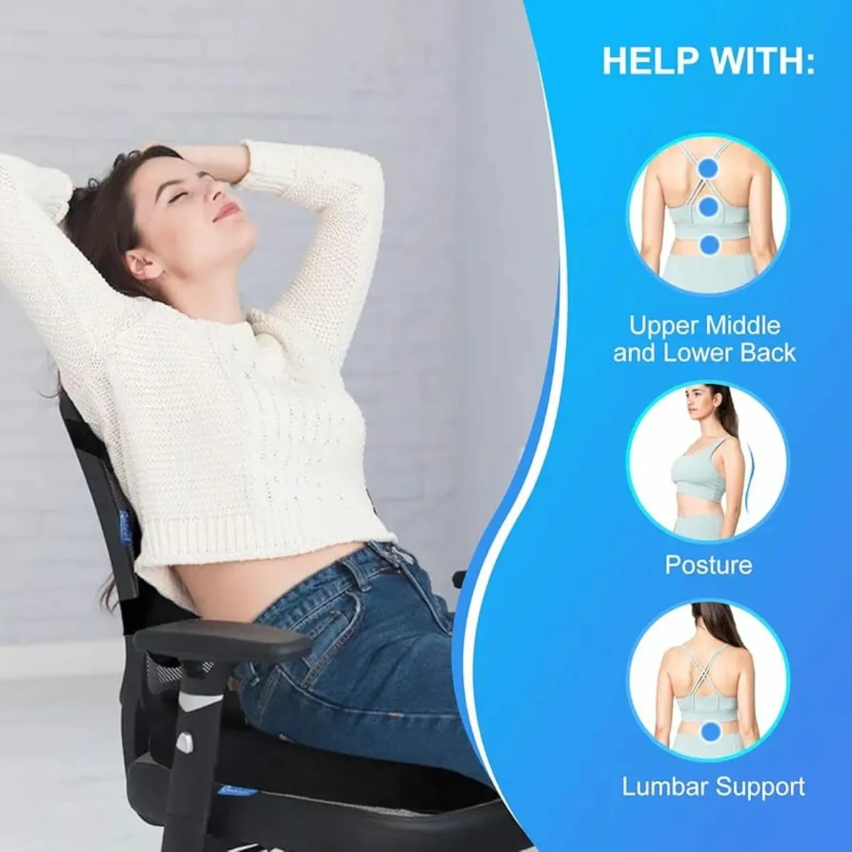 Office Chair Cushion and Lumbar Support Cushion, B - Image 3