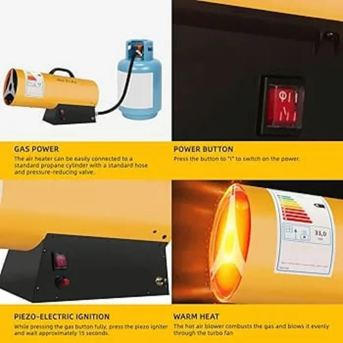 113,000 Btu/hr Industrial Gas Fan Heater Portable - Image 2