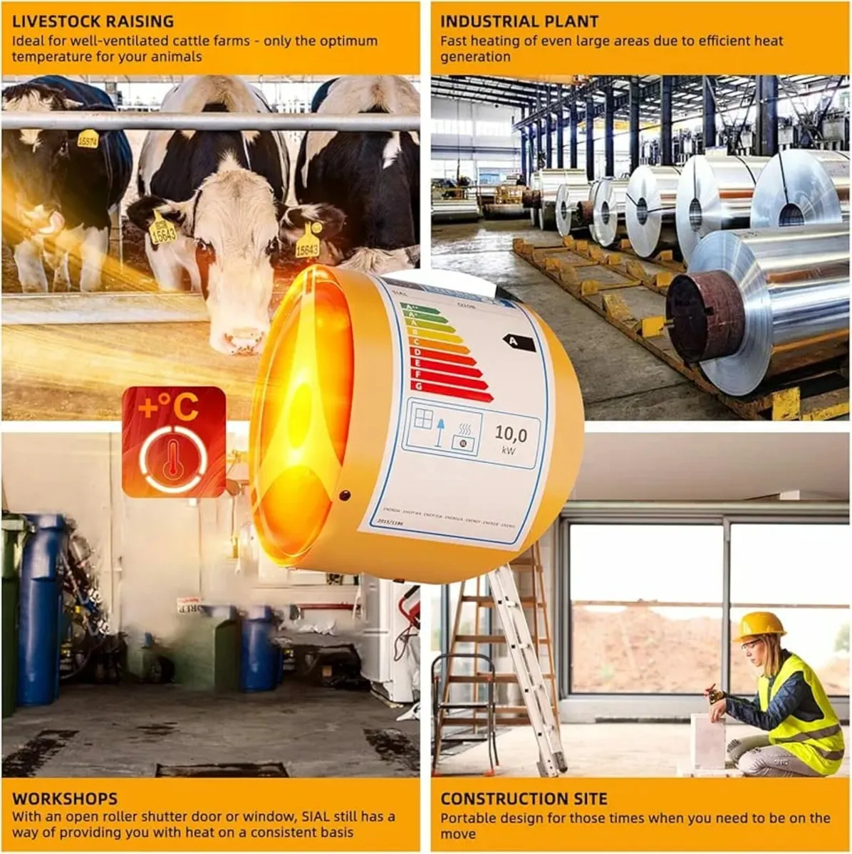 34,200Btu/hr Industrial Gas Fan Heater Portable Wo - Image 4