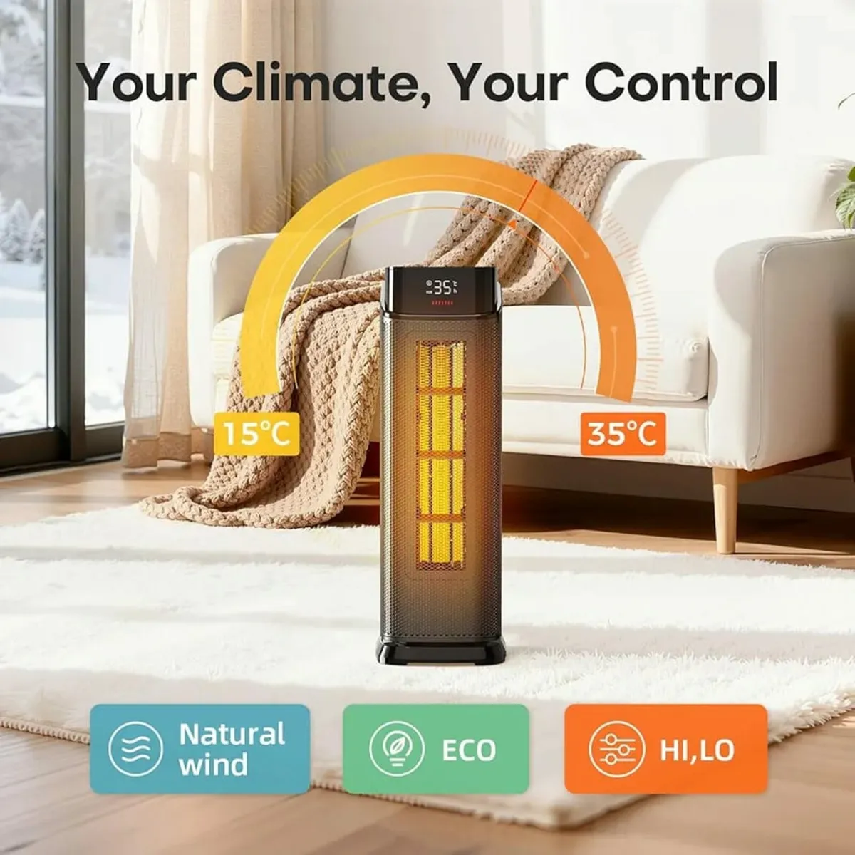Heater, 2000W PTC Electric Heater with 4 Modes, En - Image 4