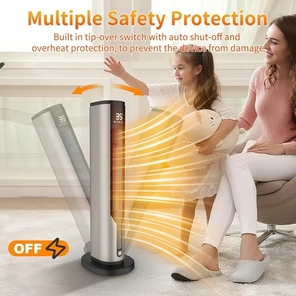 2000W Space Heater for Indoor Use, 60cm Height Por - Image 4