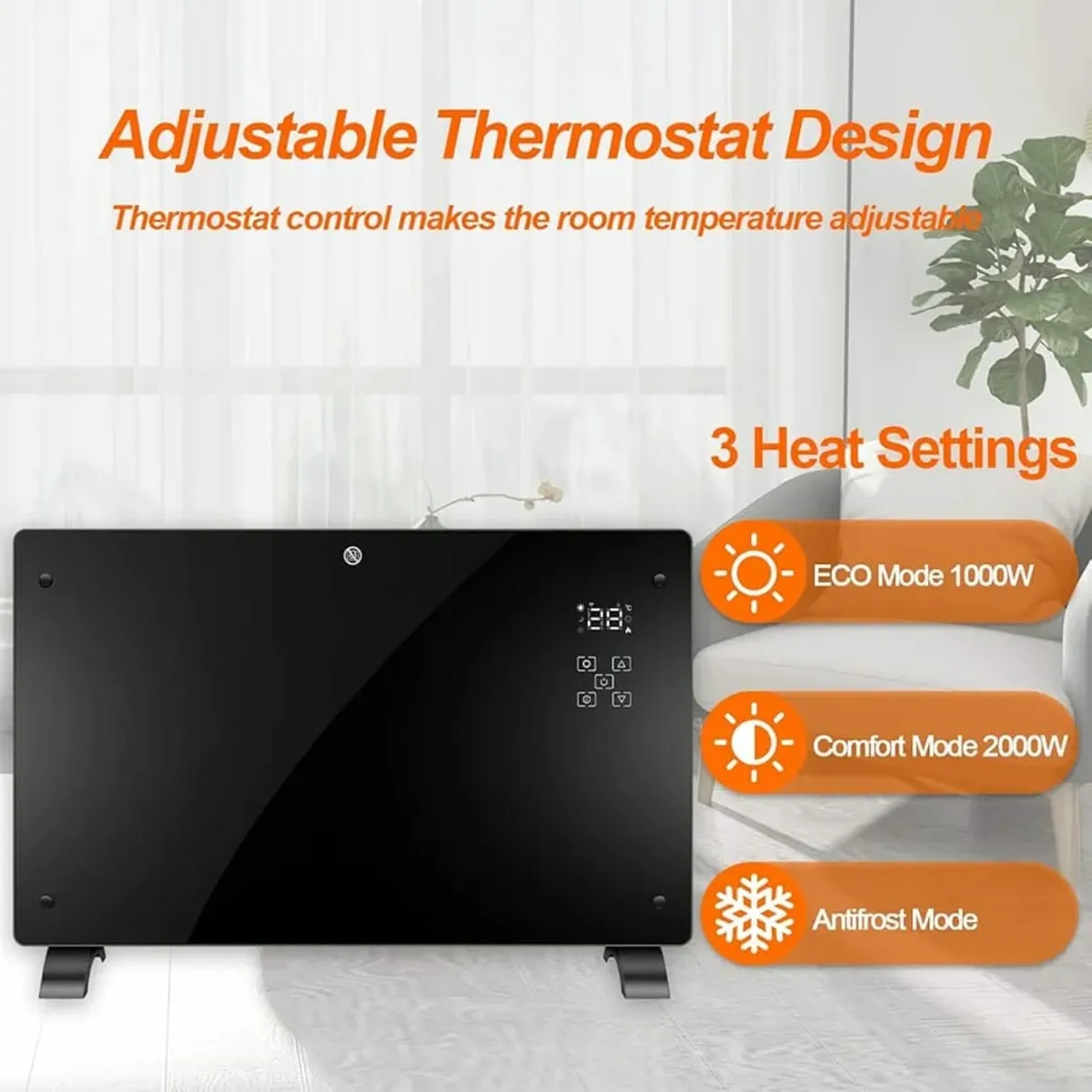 Electric Heater, 2000W Wifi Heater with 3 Heat Set - Image 2