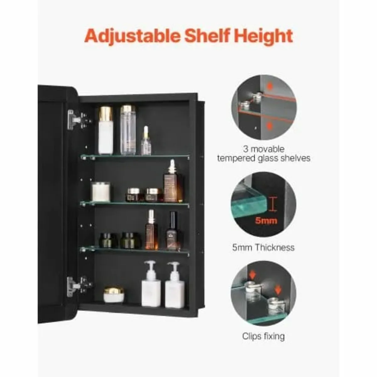 Medicine Cabinet, 16.5 x 27.5 inch, Medicine Cabin - Image 3