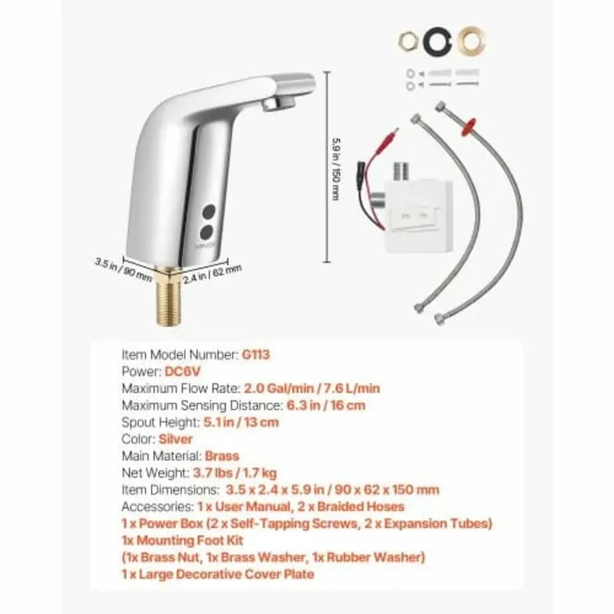 Touchless Bathroom Sink Faucet, Automatic Motion S - Image 4