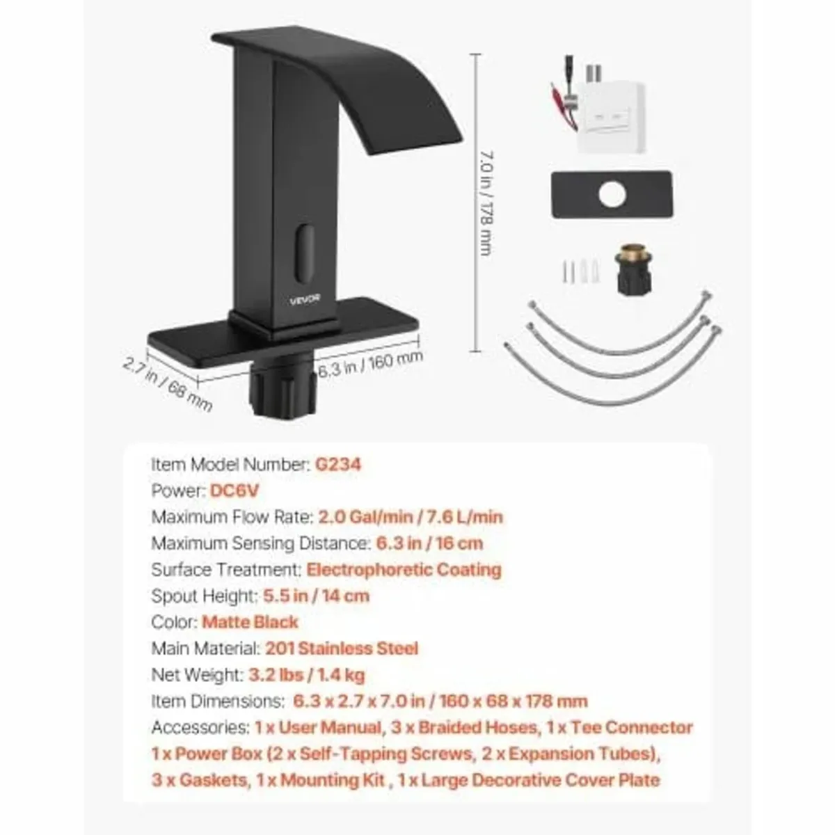 Bathroom Sink Faucet, Automatic Motion Sensor Wate - Image 4
