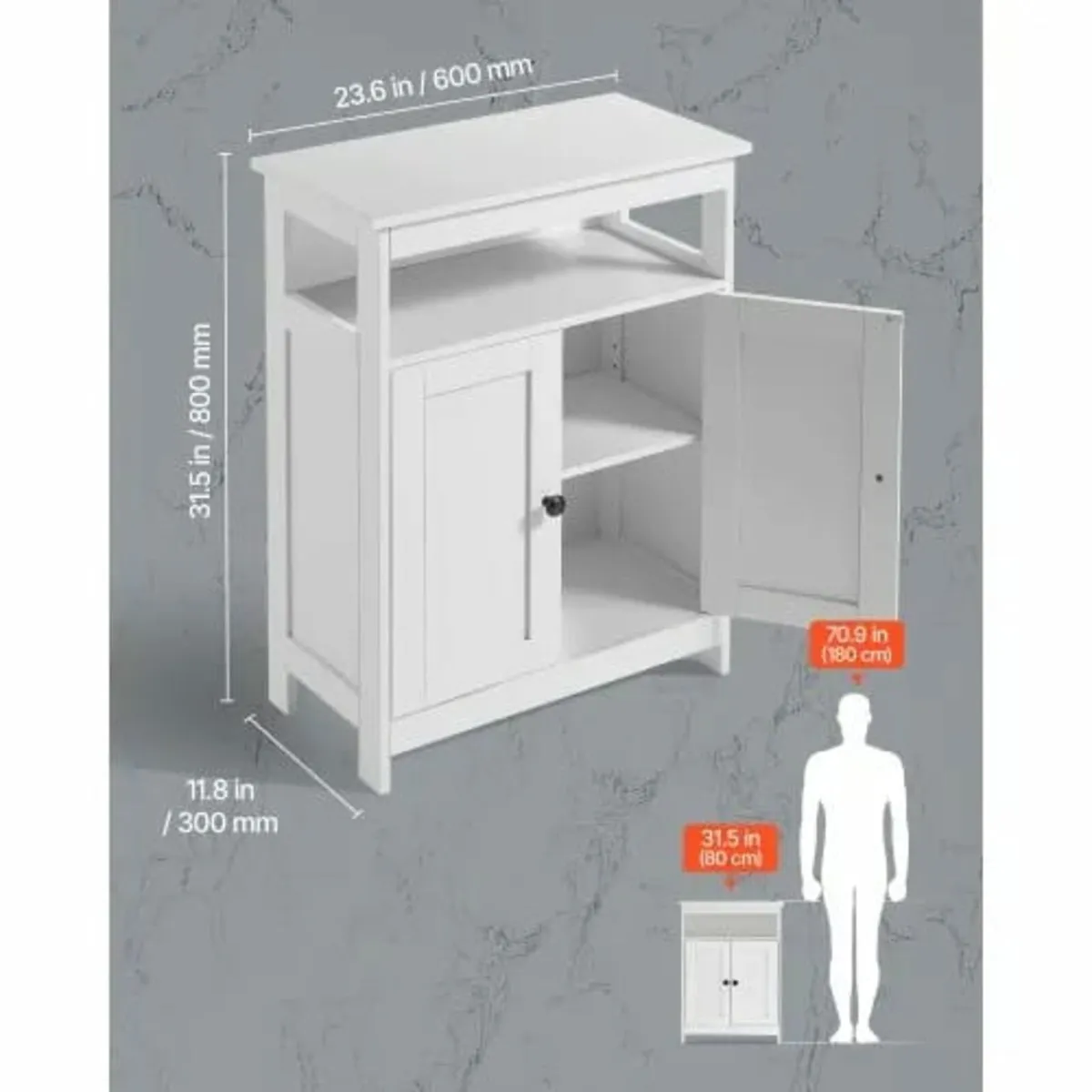 Bathroom Floor Cabinet, 3-Tier, Wooden Storage Org - Image 3