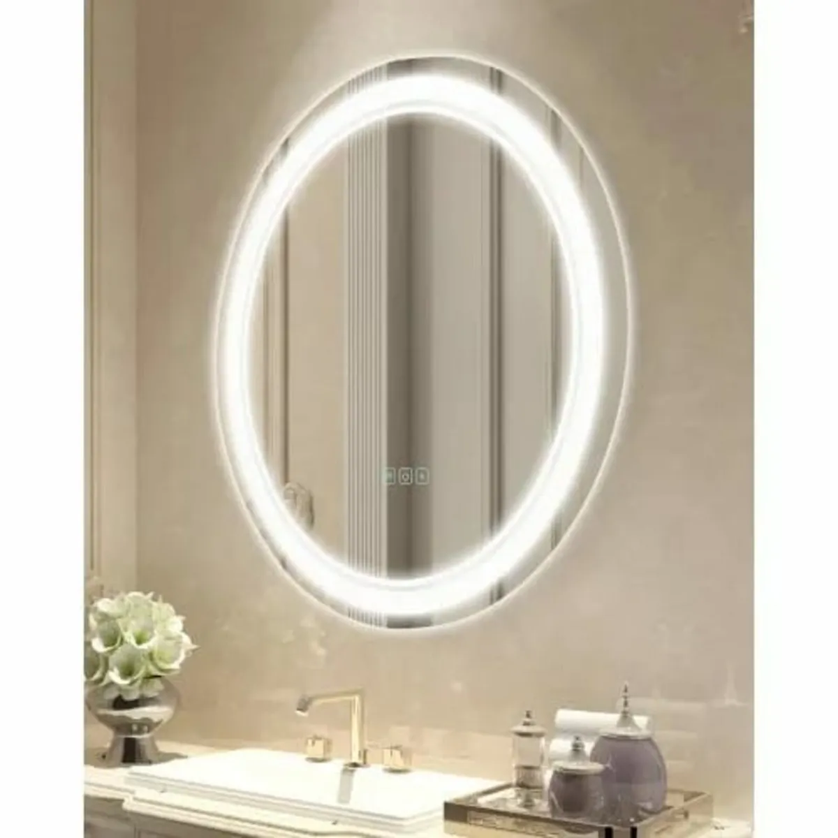 LED Bathroom Mirror, 60 cm LED Bathroom Round Vani - Image 1