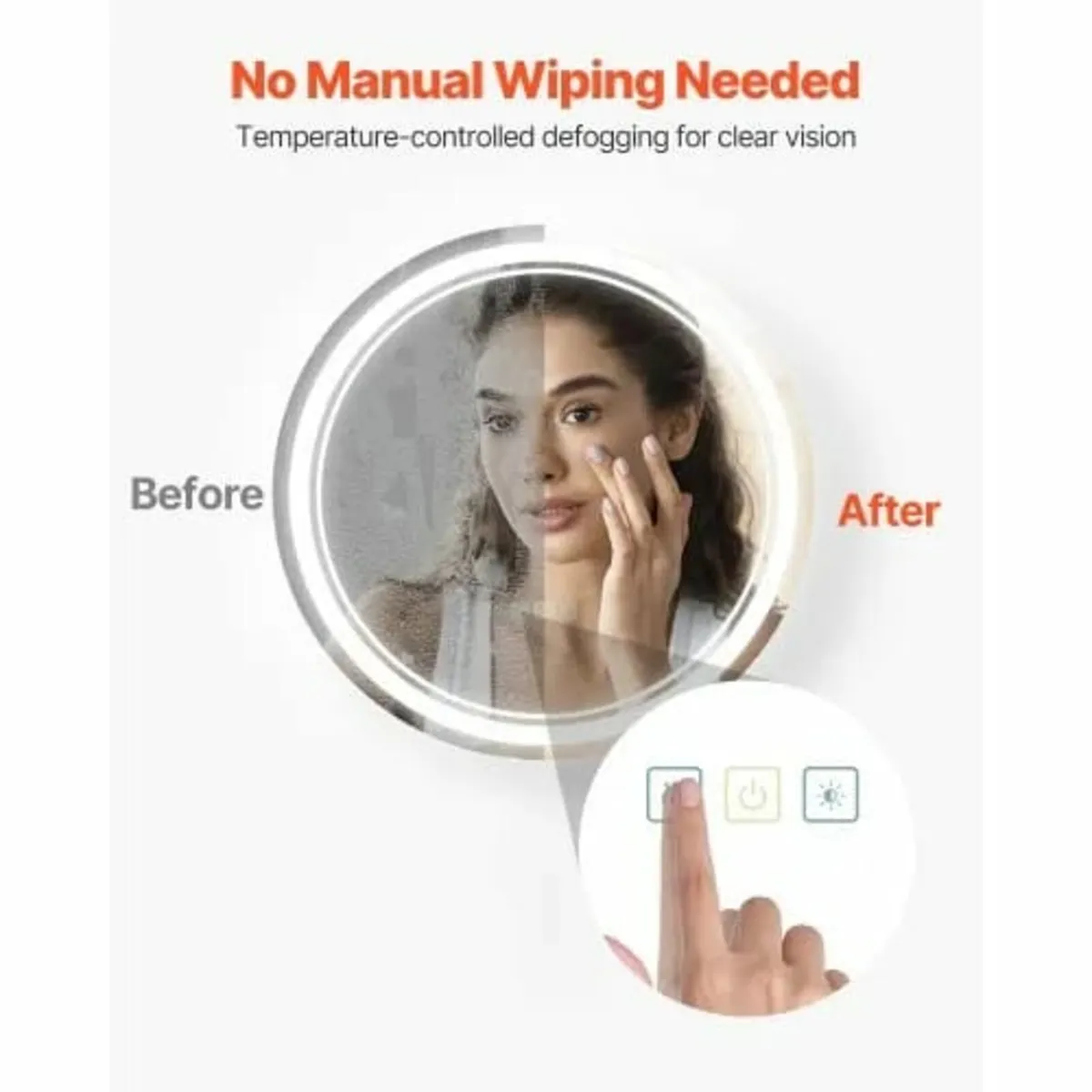 LED Bathroom Mirror, 60 cm LED Bathroom Round Vani - Image 2