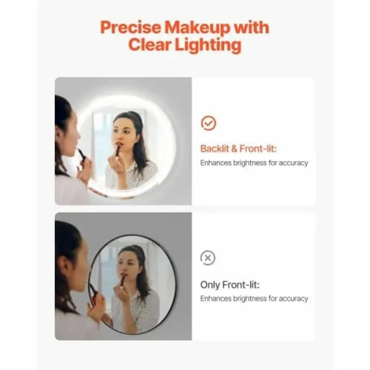 LED Bathroom Mirror, 60 cm LED Bathroom Round Vani - Image 4