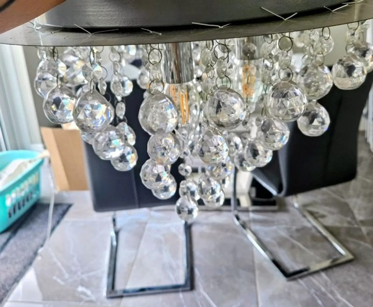 black lampshade and chandelier - Image 2