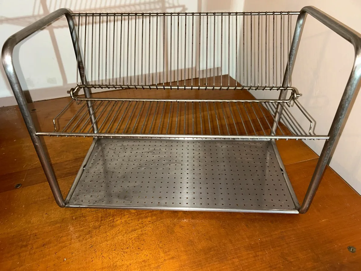 Stylish stainless steel dish drainer - 2 tiers - Image 3