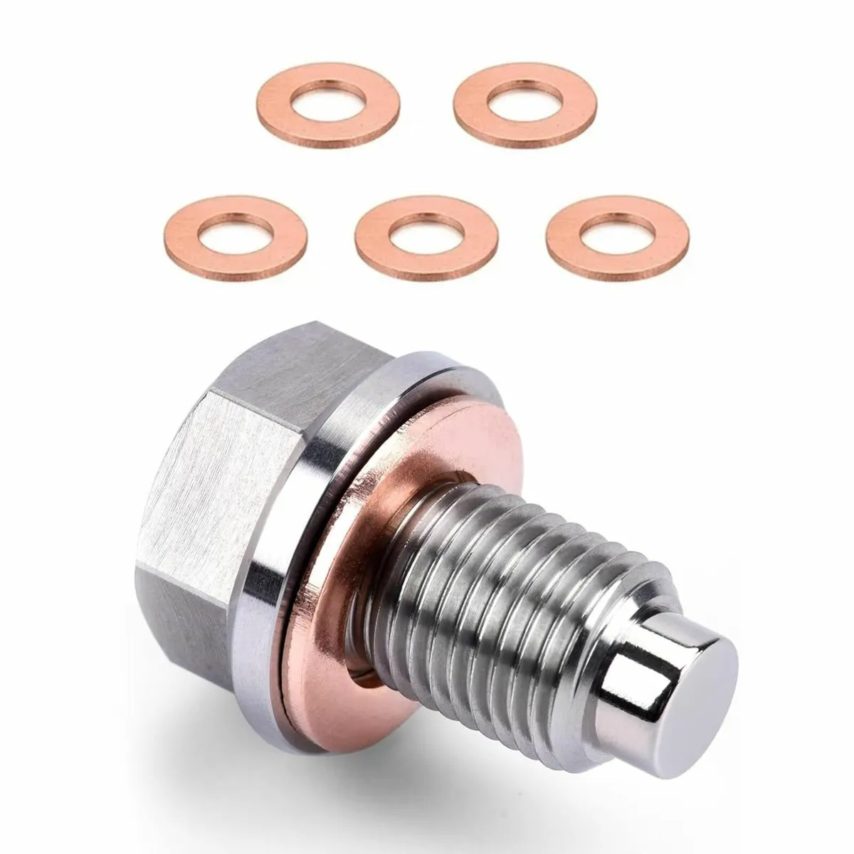 M12x1.75 Magnetic Oil Drain Plug, Stainless Steel