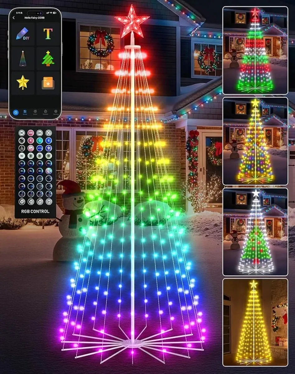 2.4M Smart Christmas Cone Tree, APP Controlled DIY - Image 1