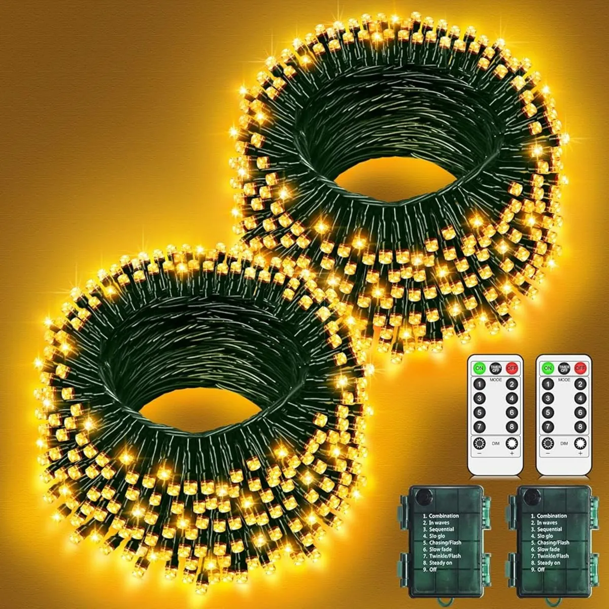 2 Pack Outdoor Fairy Lights Battery Operated Chris - Image 1