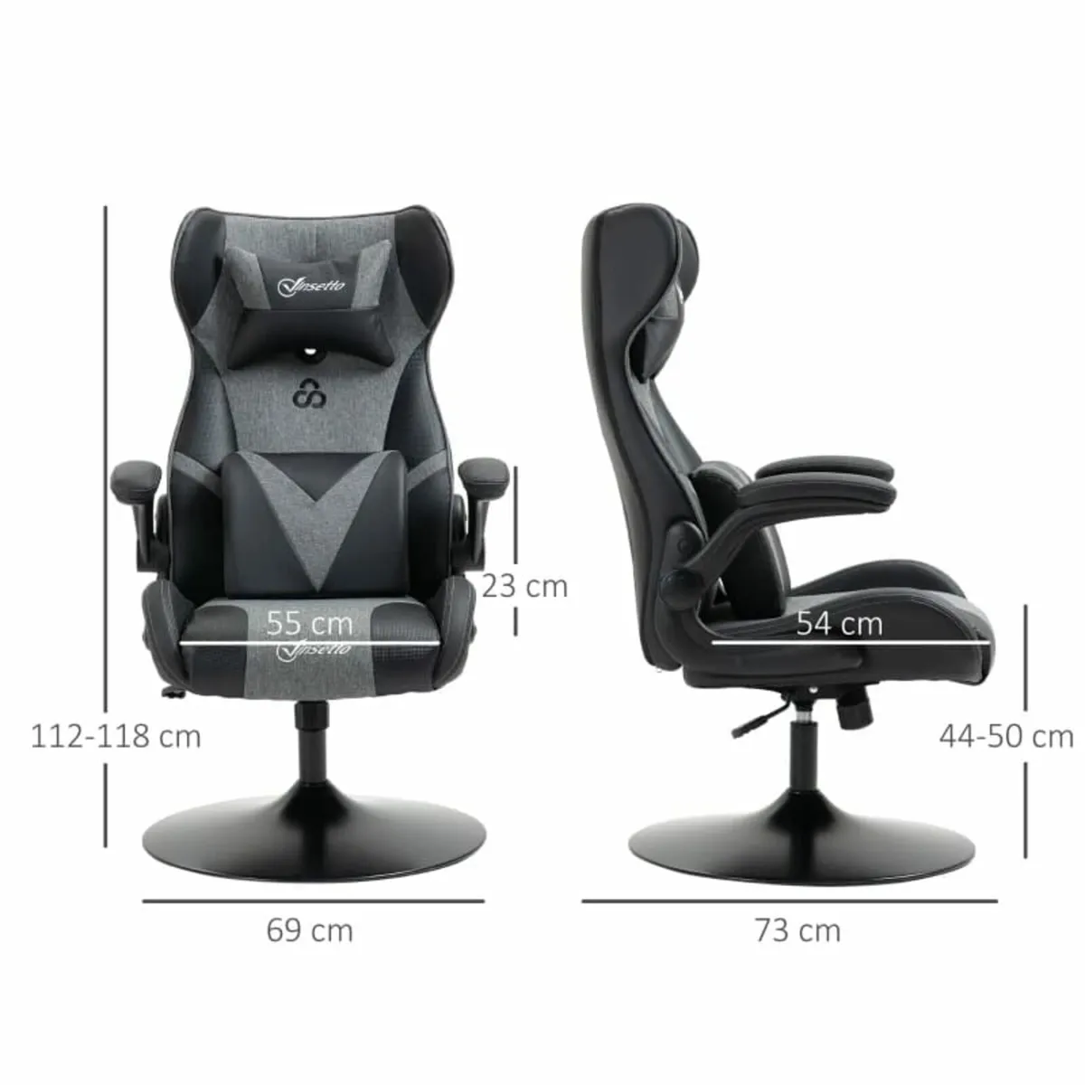 Gaming chair, height-adjustable & swivel, faux lea - Image 4