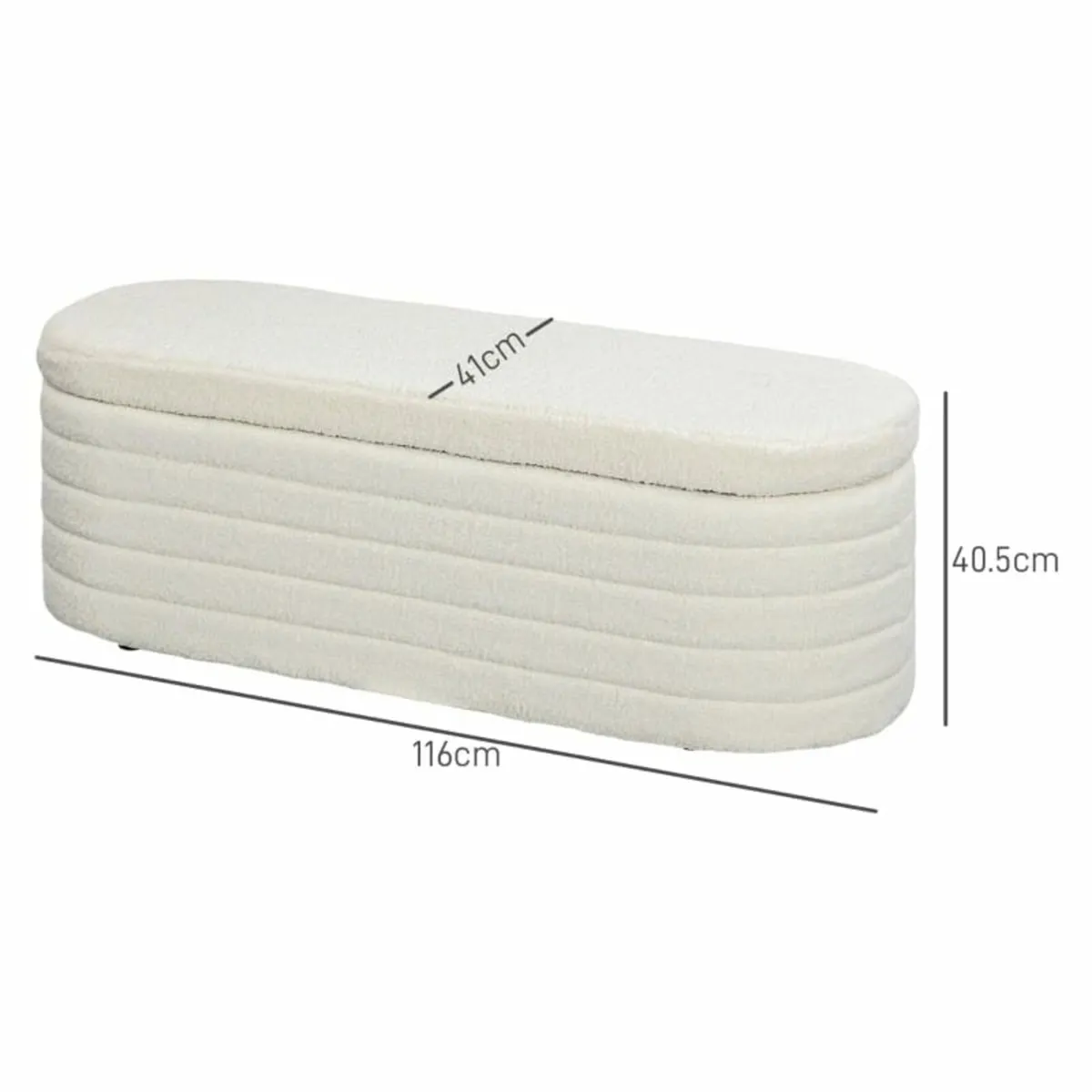 Bed bench, storage, teddy fleece, 116x41x40.5cm, C - Image 4