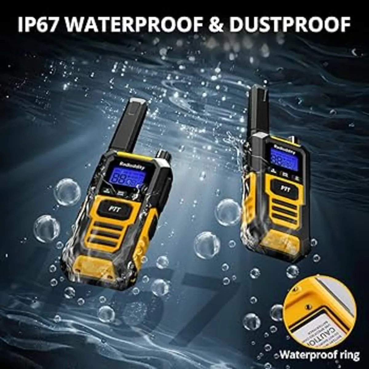 HD-1 IP67 2packs Walkie Talkies for Adults, Waterp - Image 4