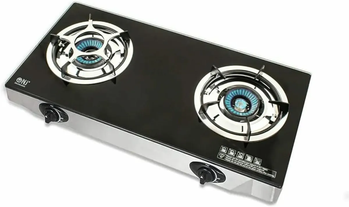 Indoor Gas Stove - 2 Burner Portable Gas Hob LPG C - Image 1