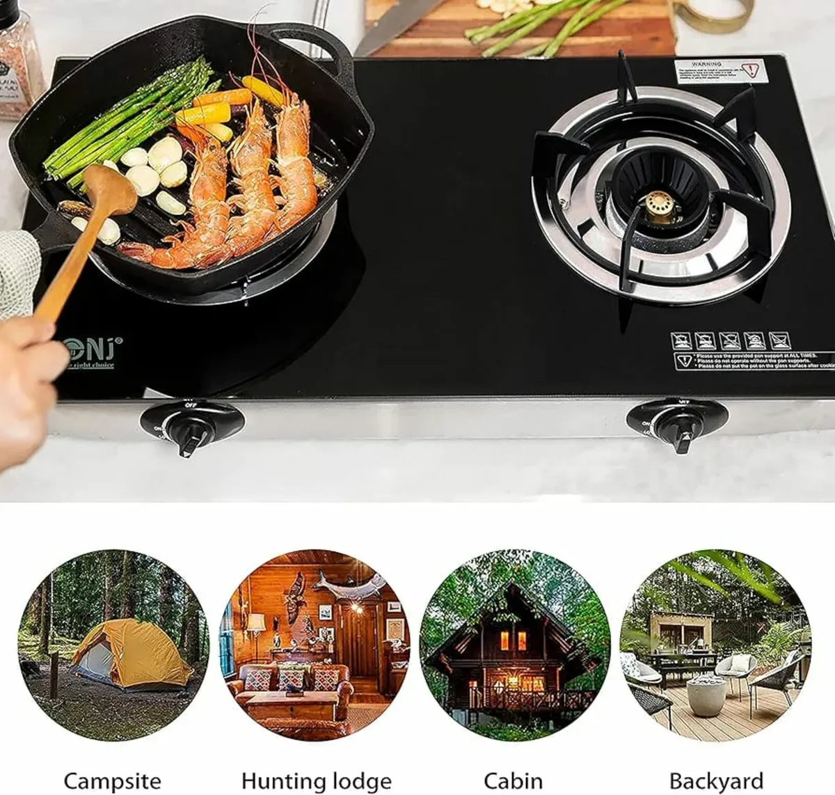 Indoor Gas Stove - 2 Burner Portable Gas Hob LPG C - Image 3