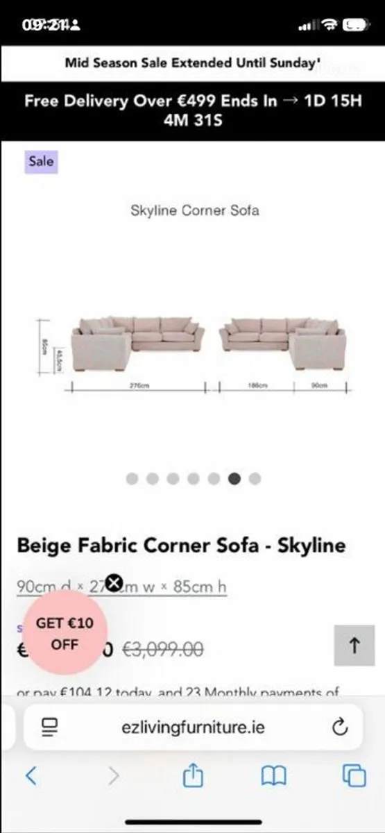 corner sofa in immaculate condition.spotless .no stains.zip off cushion covers. - Image 1