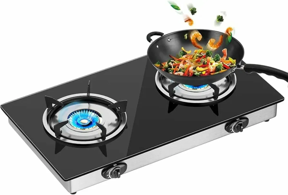2 Burner Gas Stove - Portable Compact for Indoor a - Image 1