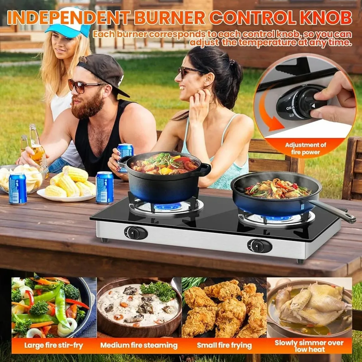 2 Burner Gas Stove - Portable Compact for Indoor a - Image 2