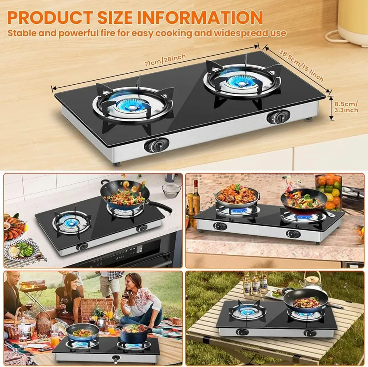 2 Burner Gas Stove - Portable Compact for Indoor a - Image 4