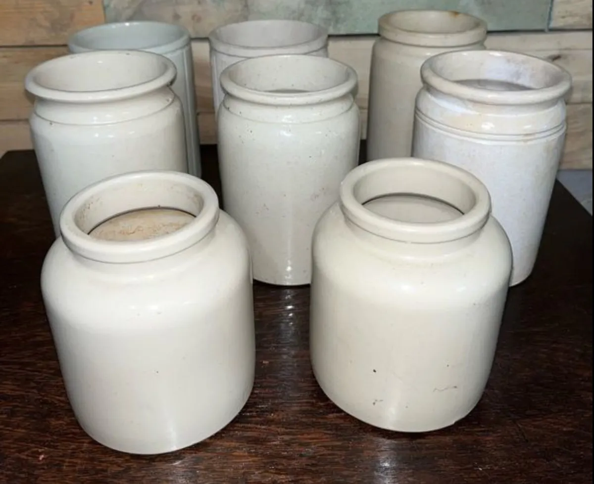 Stoneware jars €40 for  8 or €8 each