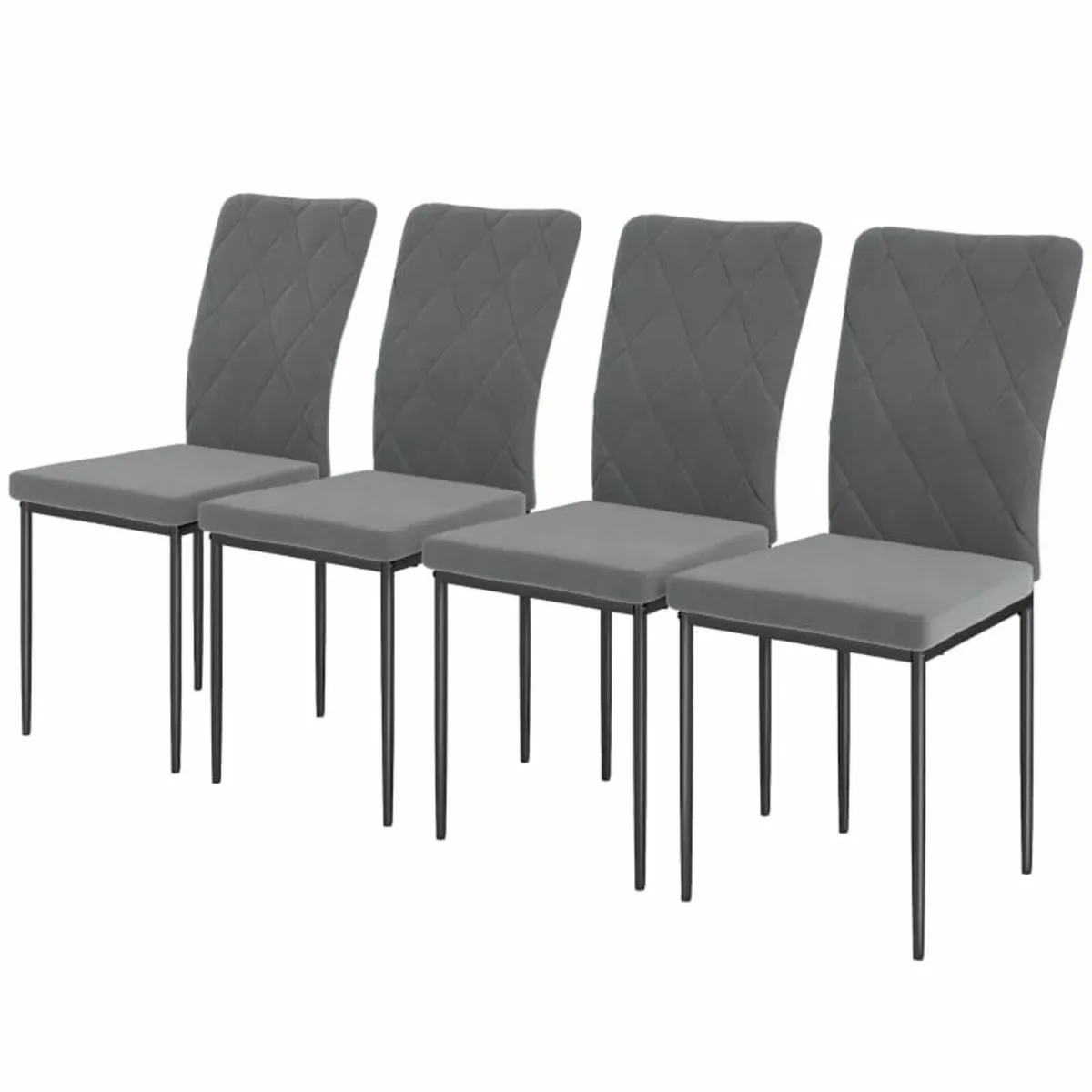 4-Piece Set Dining Chairs in Velvet Look, Modern U - Image 3