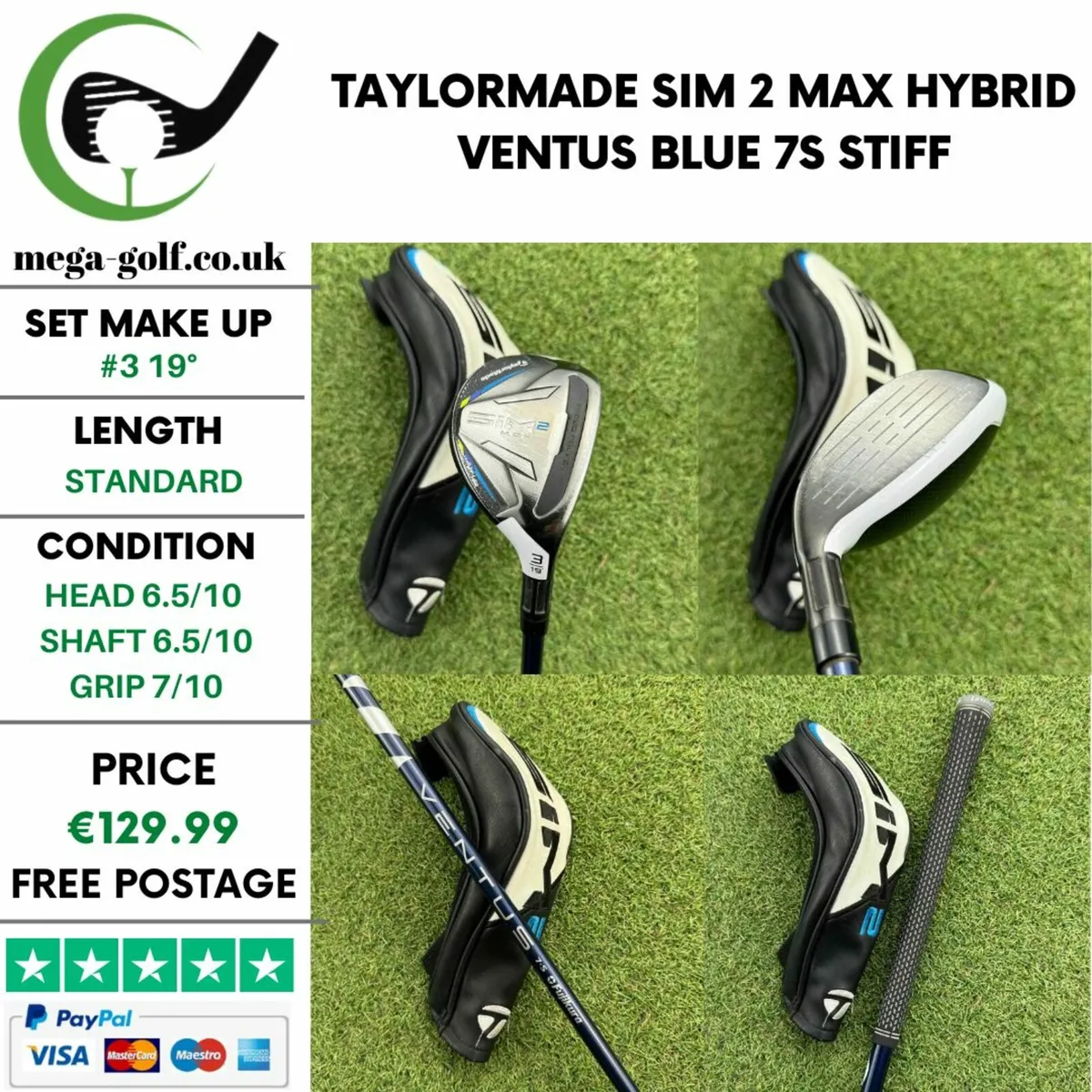 Taylormade Sim 2 Max Hybrid / #3 19° / Stiff - Image 1