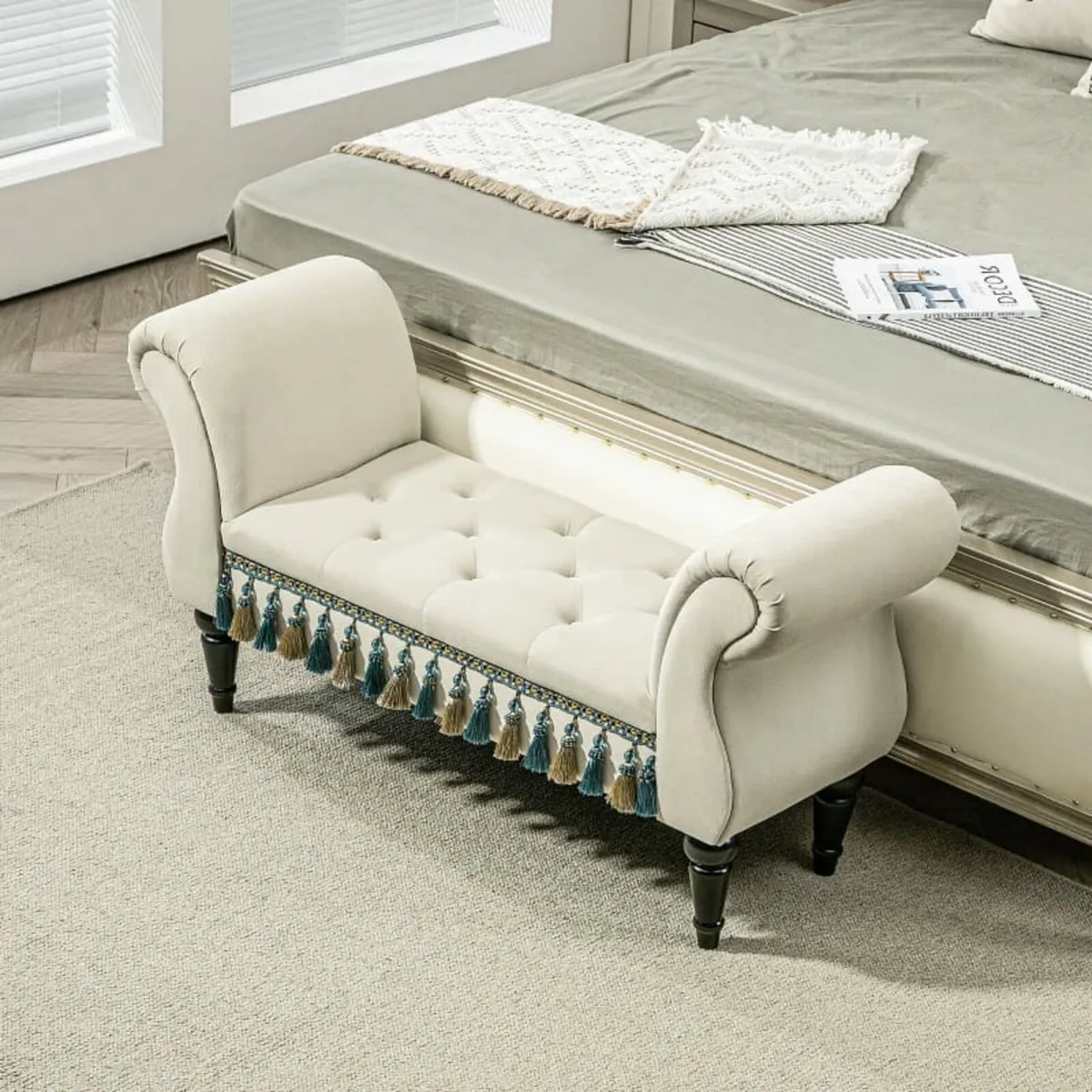 Upholstered bench, seat bench, vintage design, up - Image 1