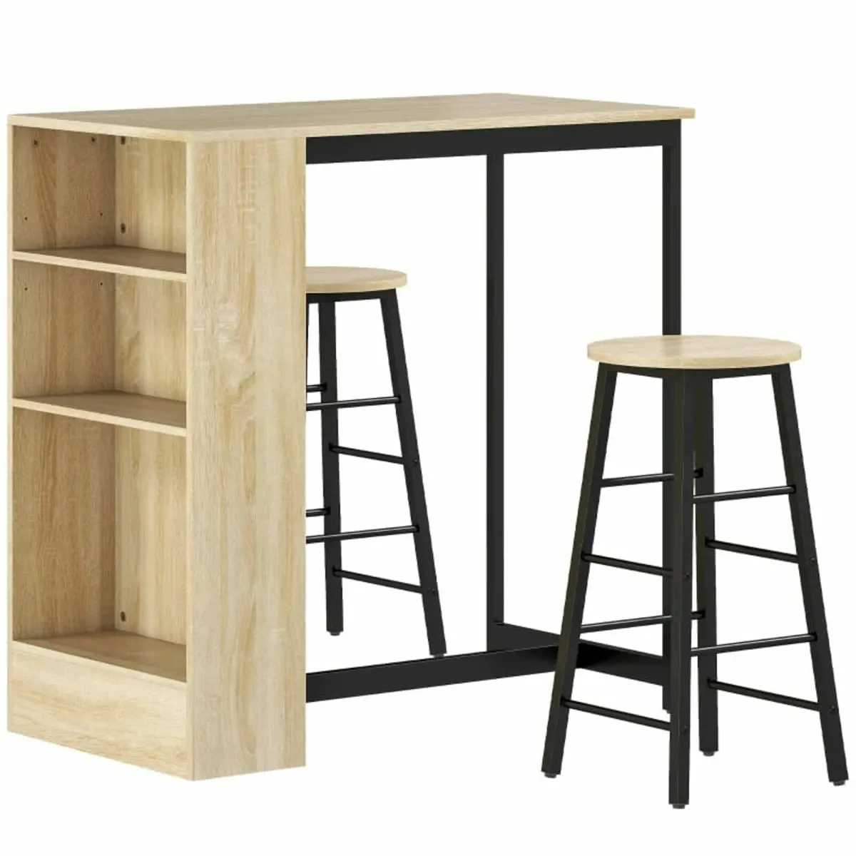 3-piece bar table set, 1 counter, 2 chairs, with s - Image 4