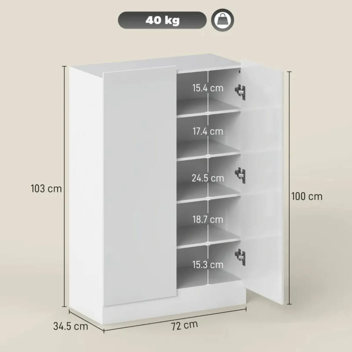 5-tier Shoe Cabinet for 20 Pairs of Shoes, Adjusta - Image 2