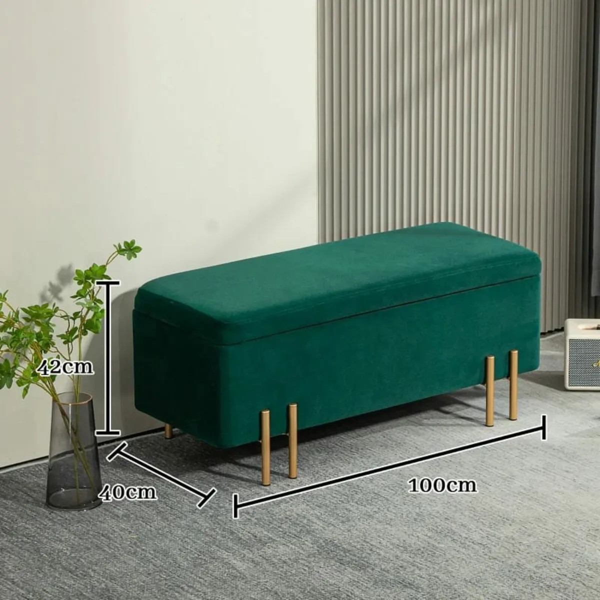 Storage bench, Upholstered bench with storage, Met - Image 2