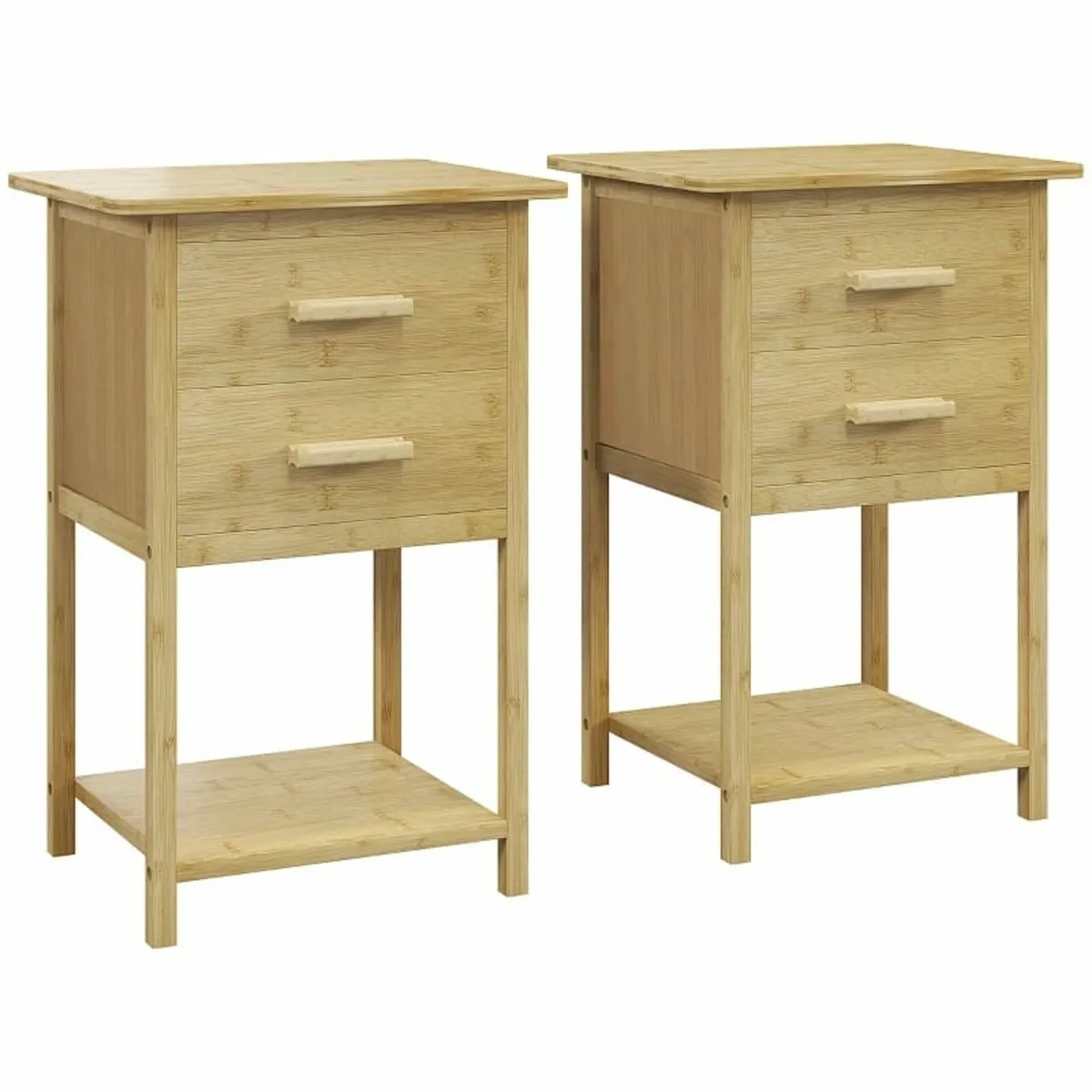 Bedside tables, 2-pack, Scandi design, bamboo, 2 d - Image 3