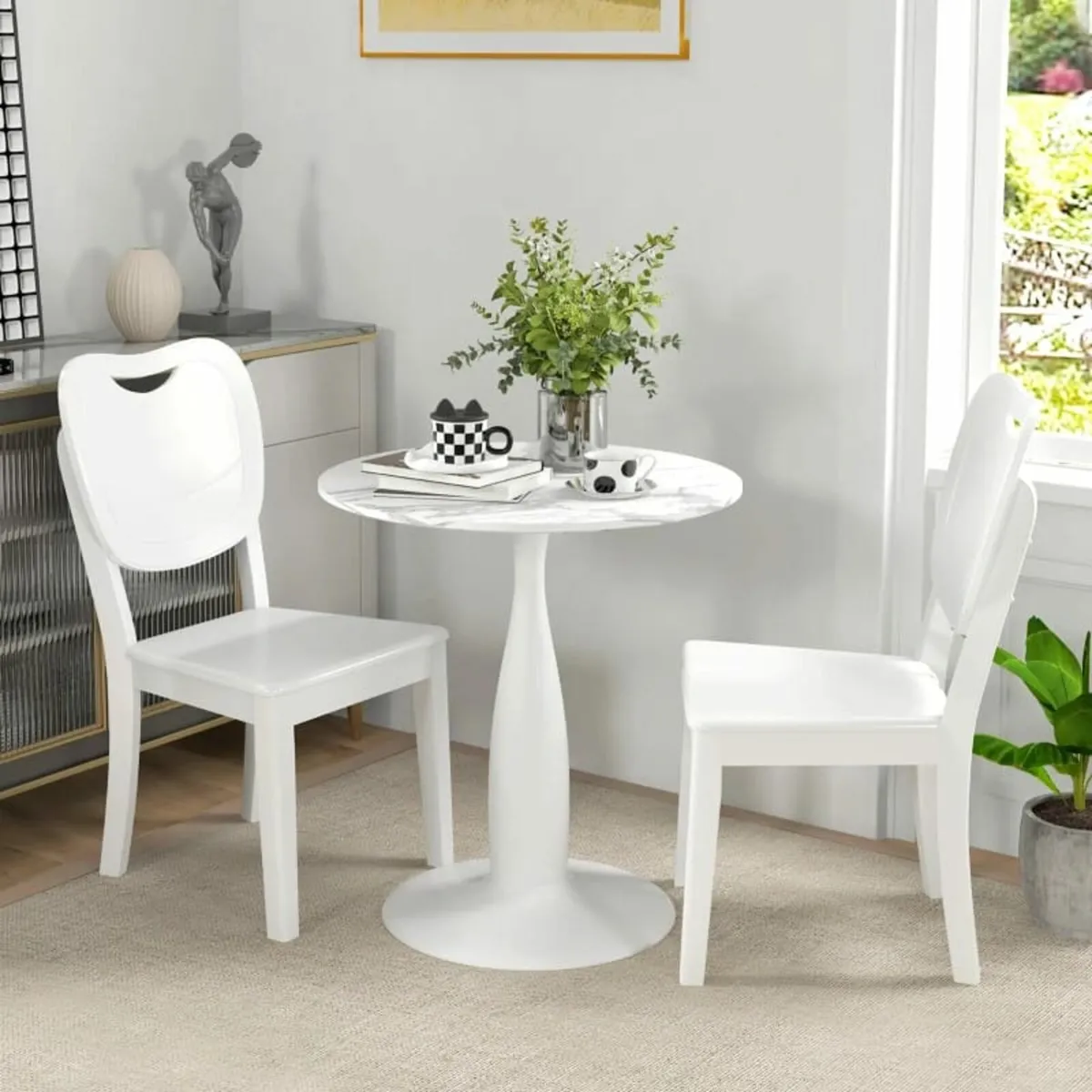 Round dining table, powder-coated steel, MDF with - Image 2