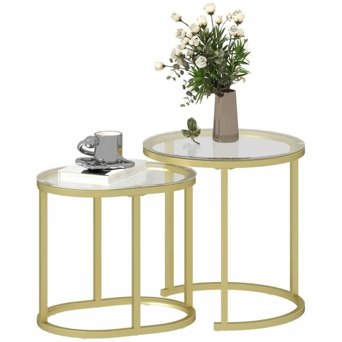 Modern Coffee Table Set of 2, Nest of Tables with - Image 1