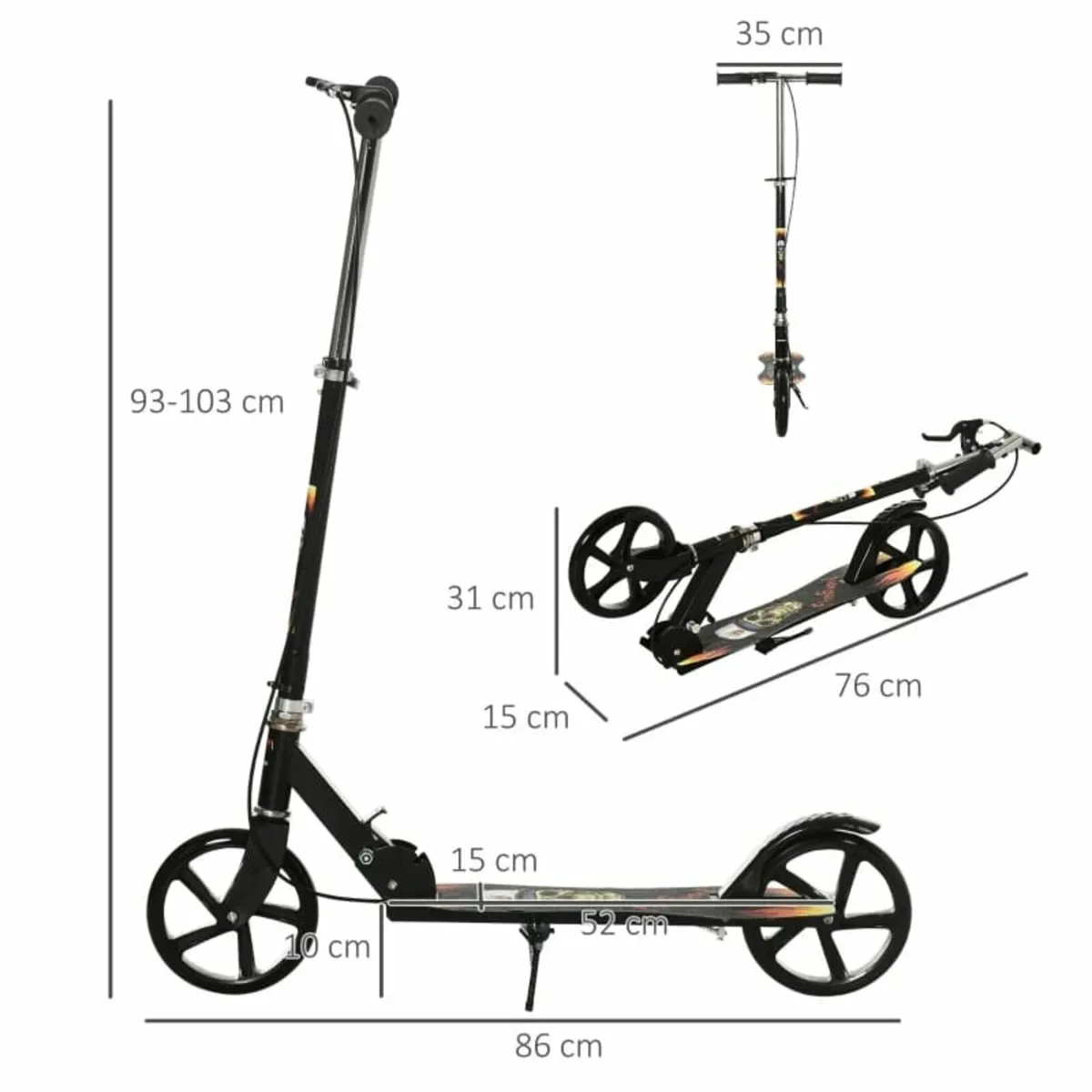Kids Foldable Kick Scooter w/ Adjustable Height, B - Image 3