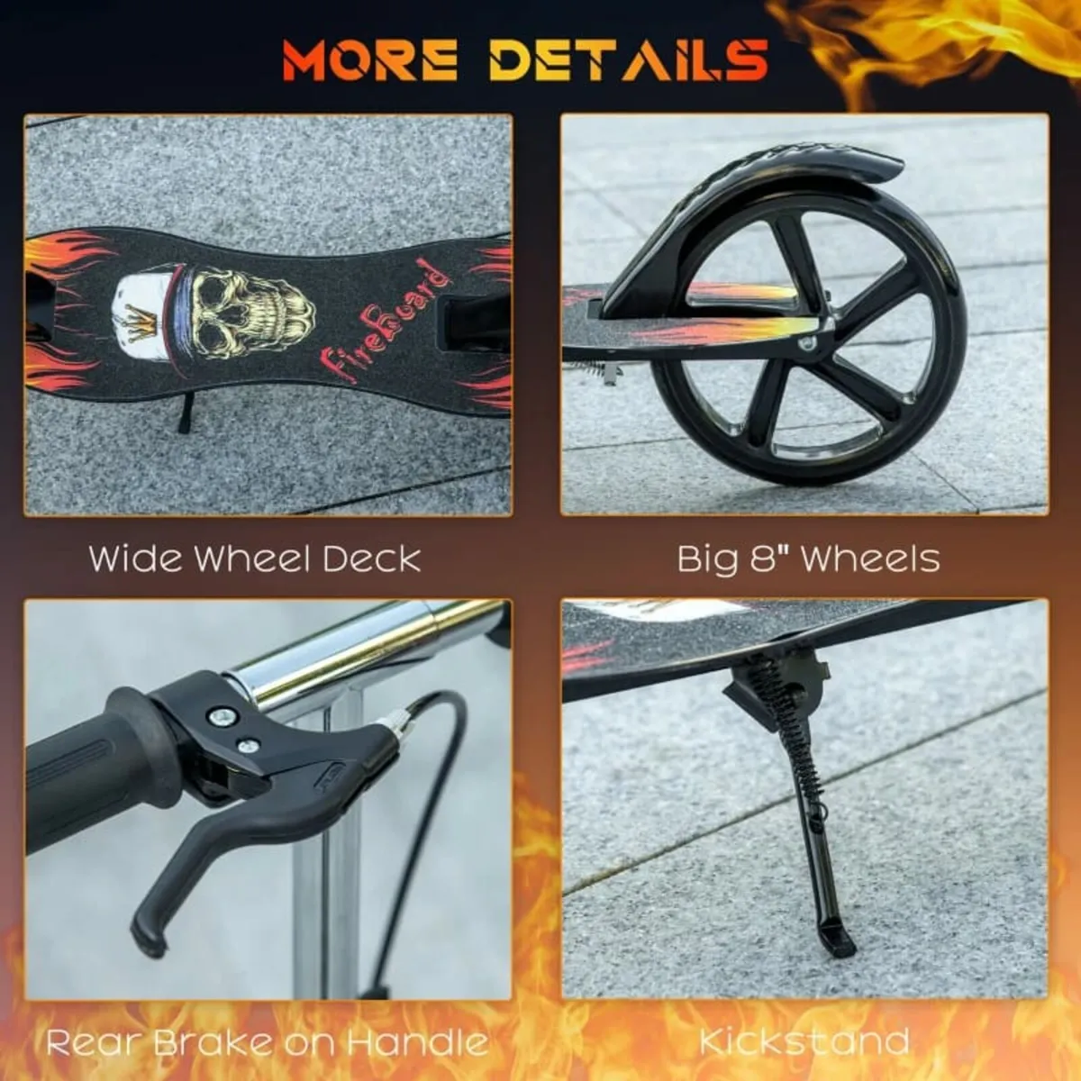 Kids Foldable Kick Scooter w/ Adjustable Height, B - Image 4