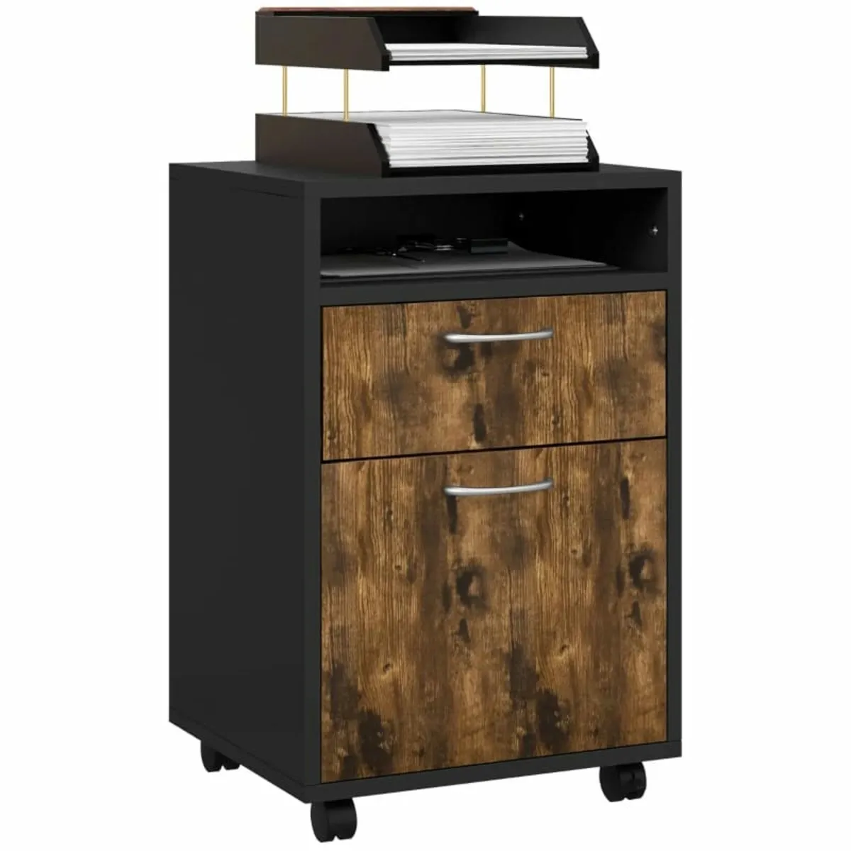60cm Storage Cabinet with Drawer, Open Shelf, Meta - Image 1