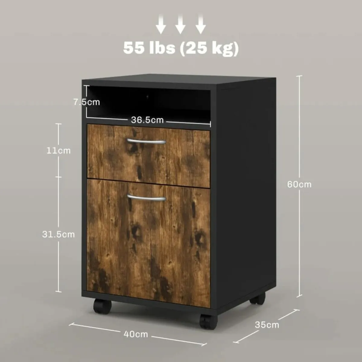 60cm Storage Cabinet with Drawer, Open Shelf, Meta - Image 3