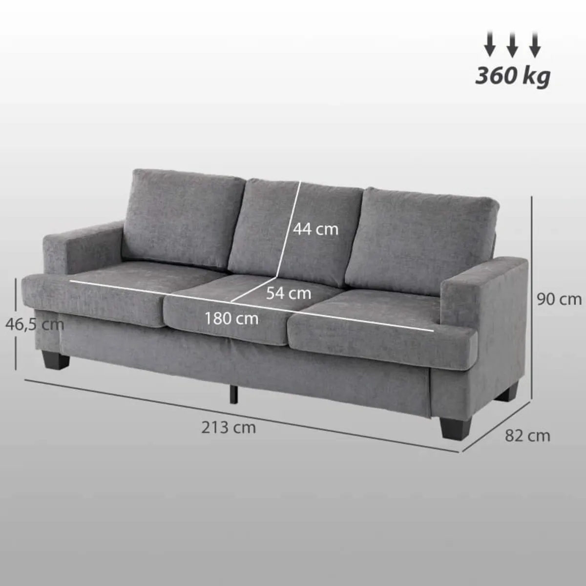 3-seater sofa, living room sofa for 3 people, fabr - Image 3